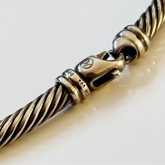 David Yurman Two Tone 925 14k Gold Ruby Cable Link Choker Necklace - Picture 10 of 13